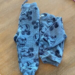 H&M Disney Baby Blue Mickey Print Sweatshirt & Jogger Set
